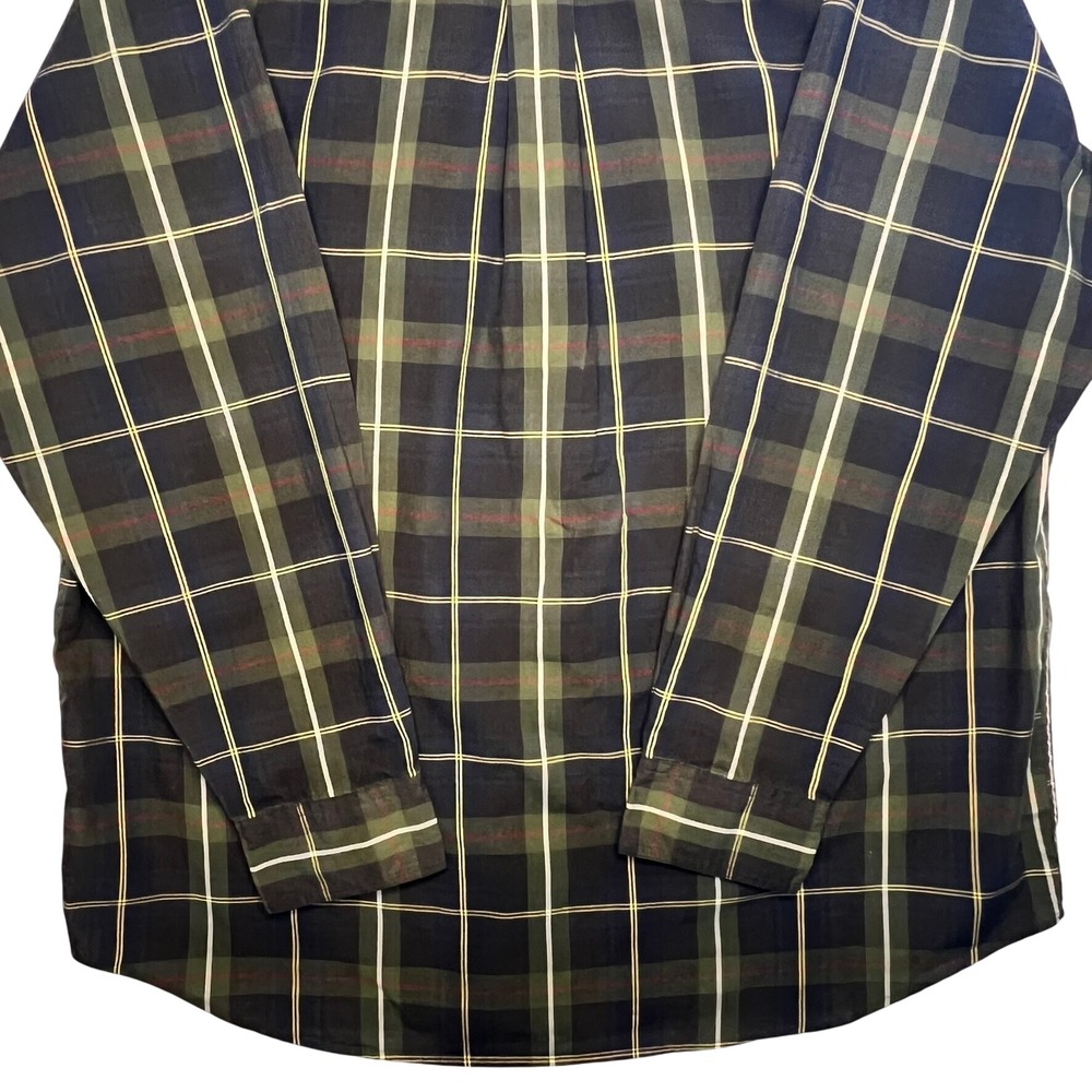 EUC Vtg Chaps Ralph Lauren Mens XL Plaid Button Down Green/Navy Long Sleeve - Picture 3 of 6